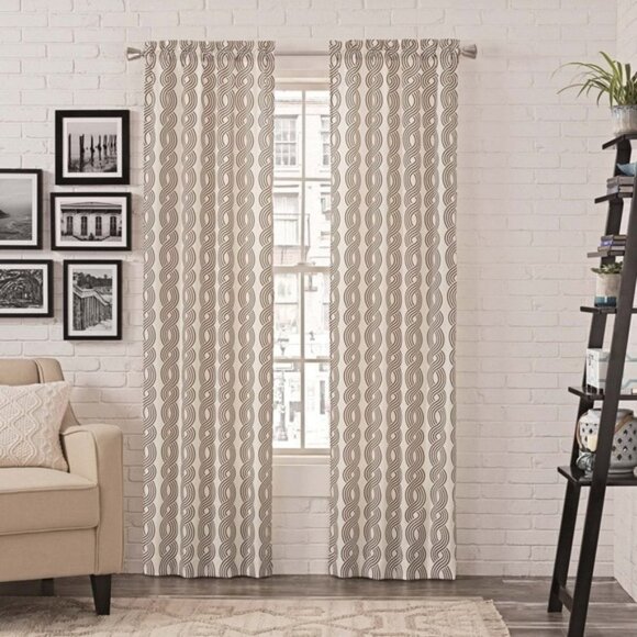 PAIRS to Go Curtain Panels Zaya Neutral Chocolate Brown  2 Panel Set 56 X 84 in - Picture 1 of 13